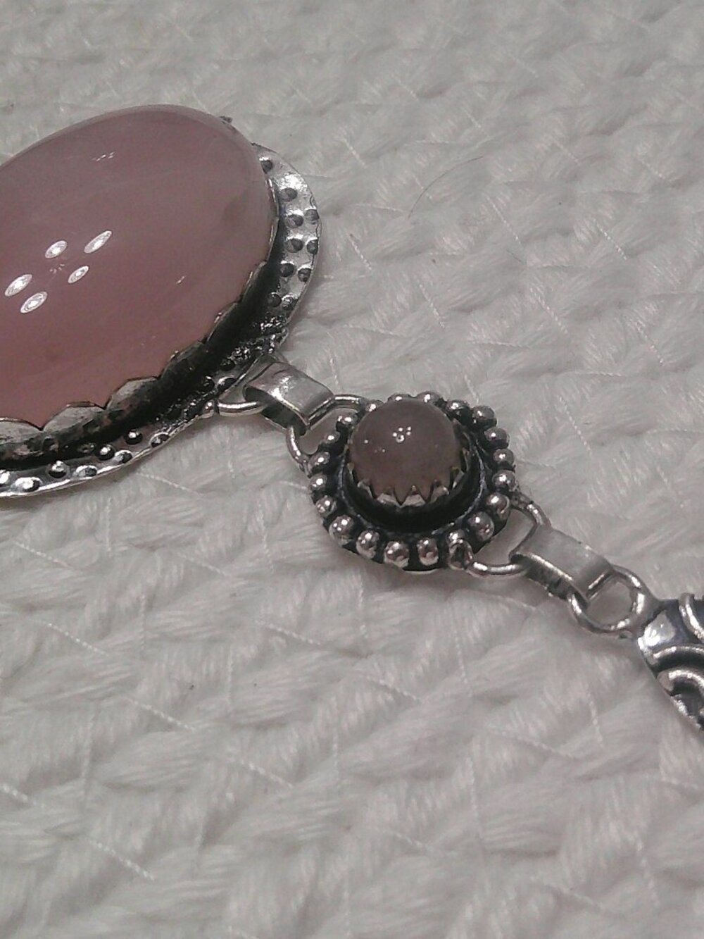 Beautiful ROSE QUARTZ Handmade Sterling 925 Pendant/Chain #137F